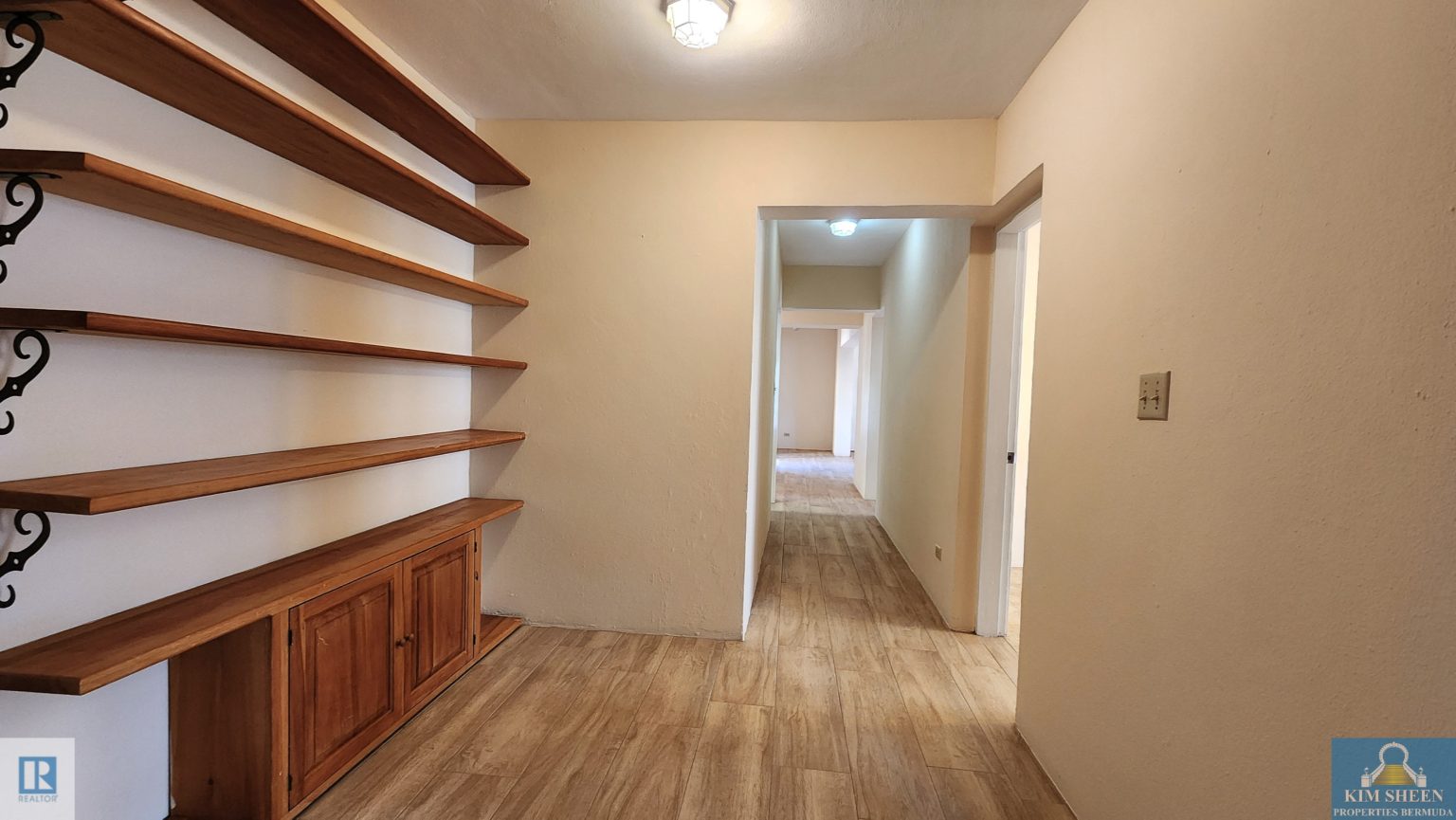 bookshelves in hallway